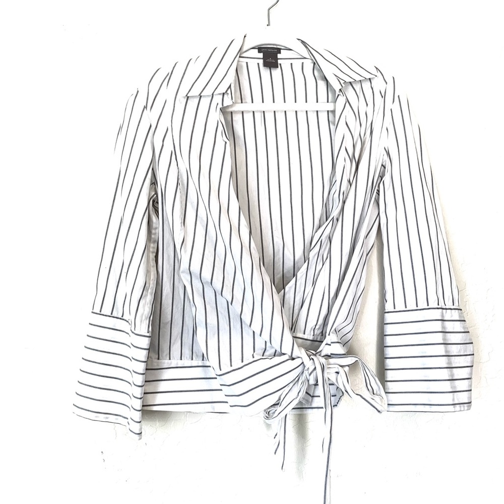 An. Taylor Wrap Stripe Blouse Size 8